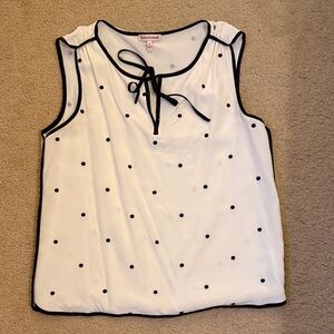 Juicy Couture White and Black Polka Dot Blouse medium